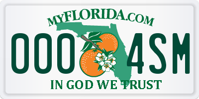 FL license plate 0004SM