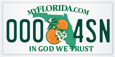 FL license plate 0004SN