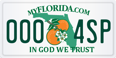 FL license plate 0004SP