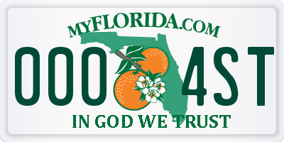 FL license plate 0004ST