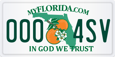 FL license plate 0004SV