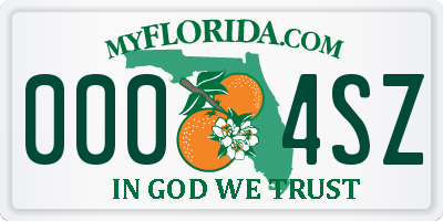 FL license plate 0004SZ