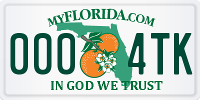 FL license plate 0004TK