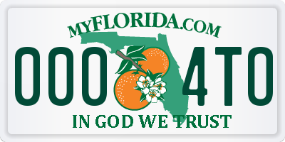 FL license plate 0004TO