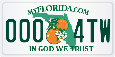 FL license plate 0004TW