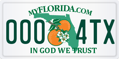 FL license plate 0004TX