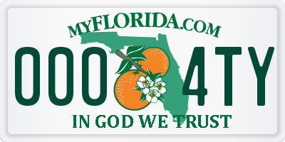 FL license plate 0004TY