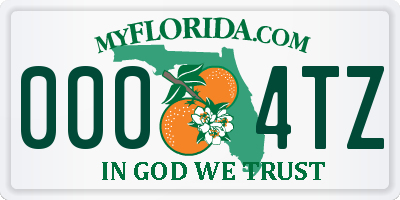 FL license plate 0004TZ