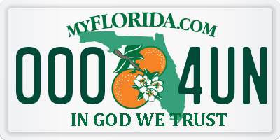 FL license plate 0004UN
