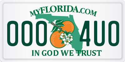 FL license plate 0004UO