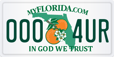 FL license plate 0004UR