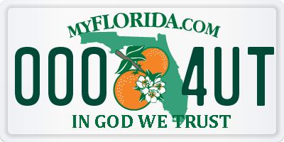 FL license plate 0004UT