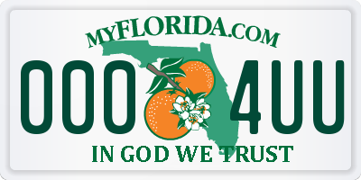 FL license plate 0004UU