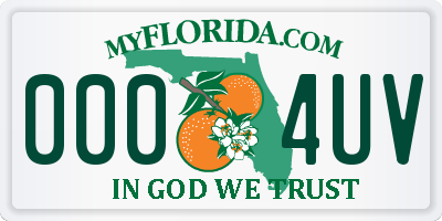 FL license plate 0004UV