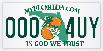 FL license plate 0004UY