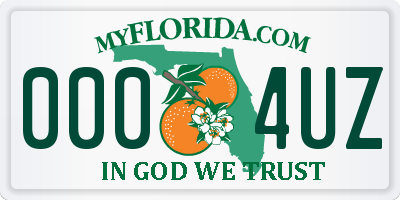 FL license plate 0004UZ