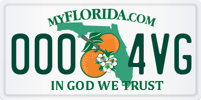 FL license plate 0004VG