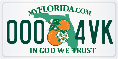 FL license plate 0004VK