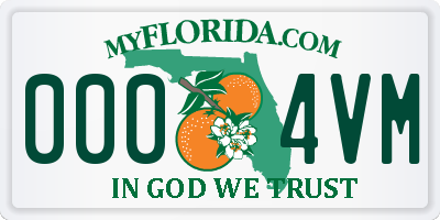 FL license plate 0004VM