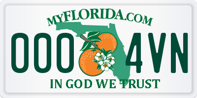 FL license plate 0004VN