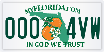 FL license plate 0004VW