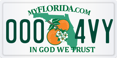 FL license plate 0004VY