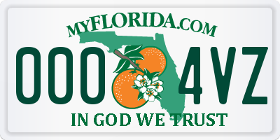 FL license plate 0004VZ