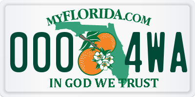FL license plate 0004WA