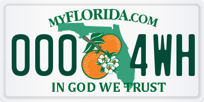 FL license plate 0004WH