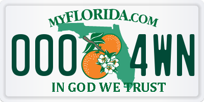 FL license plate 0004WN