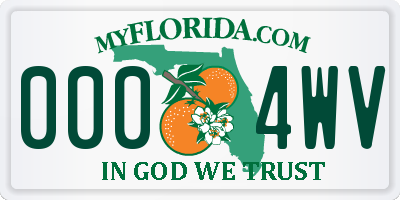 FL license plate 0004WV