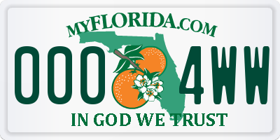 FL license plate 0004WW