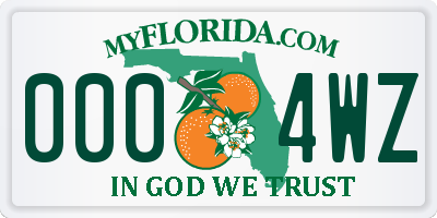 FL license plate 0004WZ