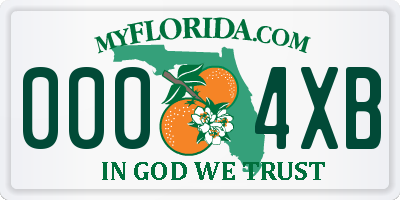 FL license plate 0004XB