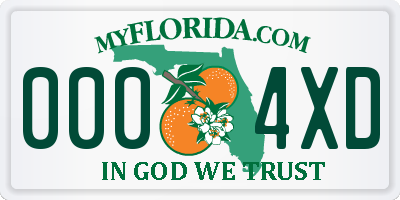 FL license plate 0004XD