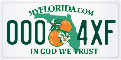 FL license plate 0004XF