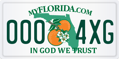 FL license plate 0004XG