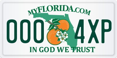 FL license plate 0004XP