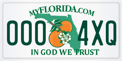 FL license plate 0004XQ