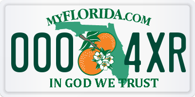 FL license plate 0004XR