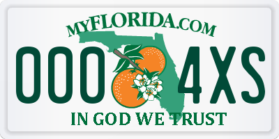 FL license plate 0004XS