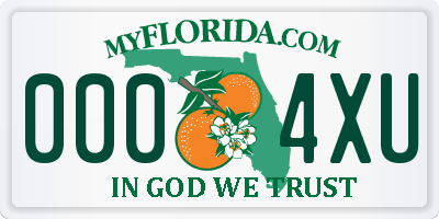 FL license plate 0004XU