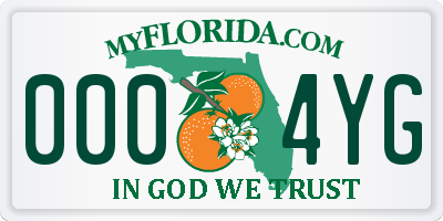 FL license plate 0004YG