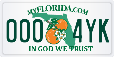 FL license plate 0004YK