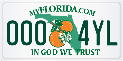 FL license plate 0004YL