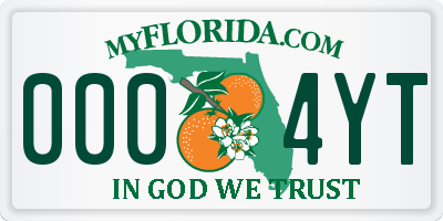 FL license plate 0004YT