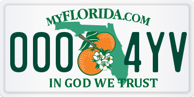 FL license plate 0004YV