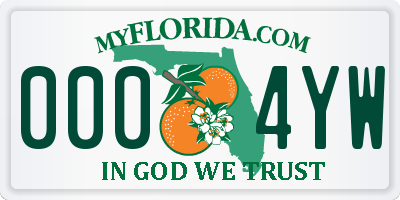 FL license plate 0004YW