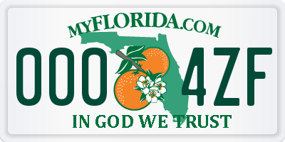 FL license plate 0004ZF