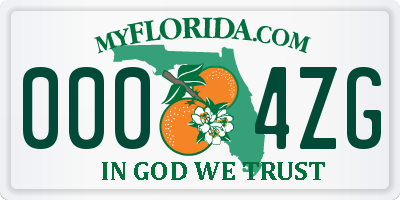 FL license plate 0004ZG